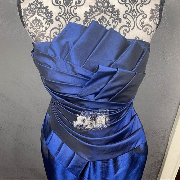 Daymor Couture Colbalt asymmetric pleated dress jacket formal wedding - Picture 6 of 12